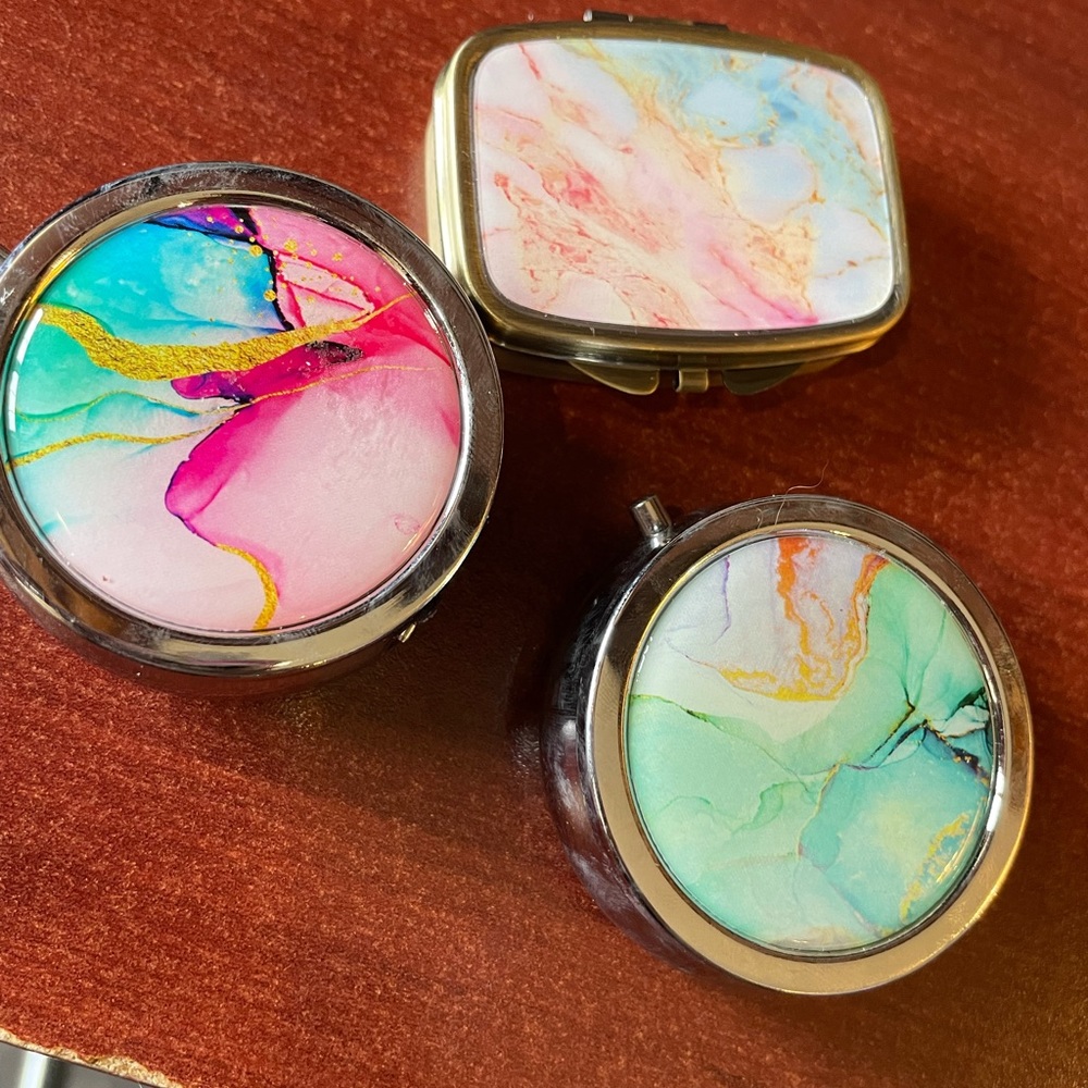 Marble design pill box/holders never used